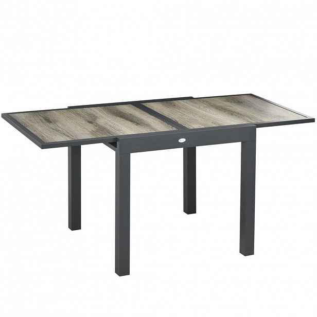 OKWISH ZAHRADNÍ jídelní stůl 80/160 x 80 x 75 cm béžový z hliníku s výsuvnou deskou