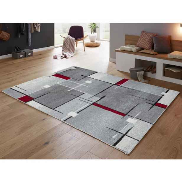Koberec Thales 160x220 cm, šedo-červený