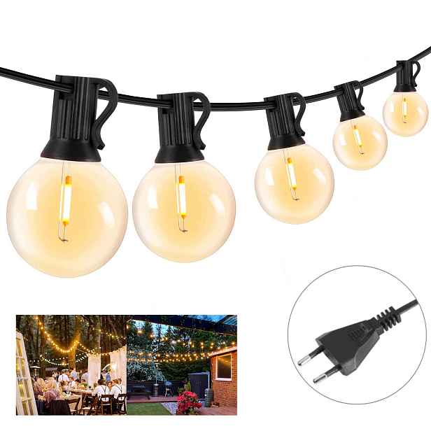 Světelné Girlandy Žárovky Ozdobné Solární Led Lampy Na Provázku 15 M