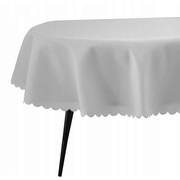 Odolný Proti Skvrnám Bílý Oválný Ubrus 140x300 CM Diamanty Svátky Každodenní Ovál