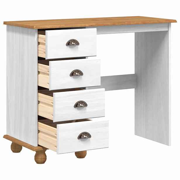 vidaXL Stůl na psaní ASKIM Bílá 95 x 40 x 75 cm Masivní borové dřevo