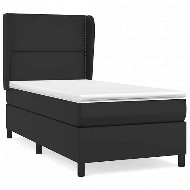 vidaXL Box spring postel s matrací černá 90x200 cm umělá kůže