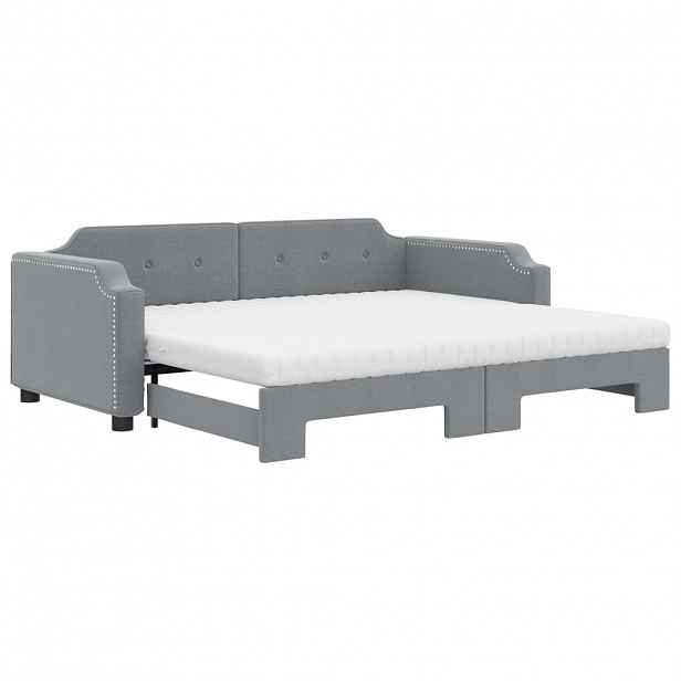 vidaXL Válenda s přistýlkou a matracemi světle šedá 80 x 200 cm textil