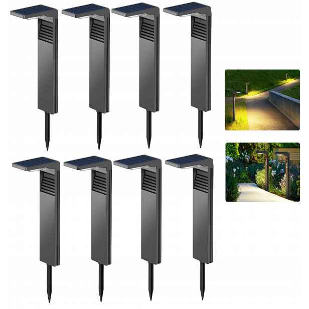 8 ks Solární zahradní stojící zahradní lampa 57 cm Sada silných sloupků