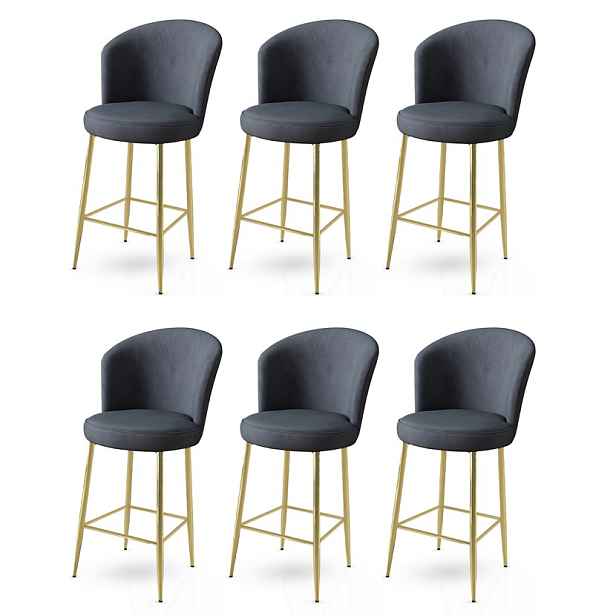 Bar Stool Set (6 Pieces) Fora - Anthracite, Gold