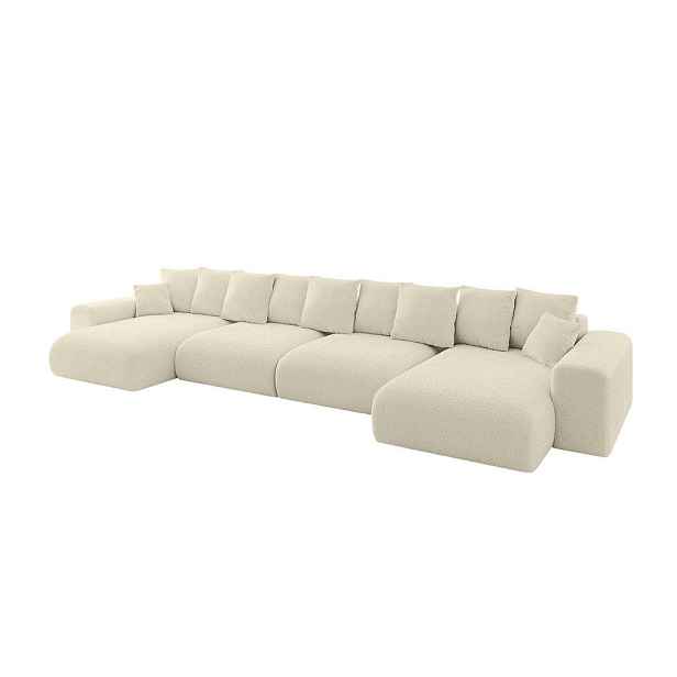 ALTDECOR SEDACÍ SOUPRAVA ve tvaru U s funkcí spaní a úložným prostorem ESKAR-U2 464x176x72 Béžová Buklé
