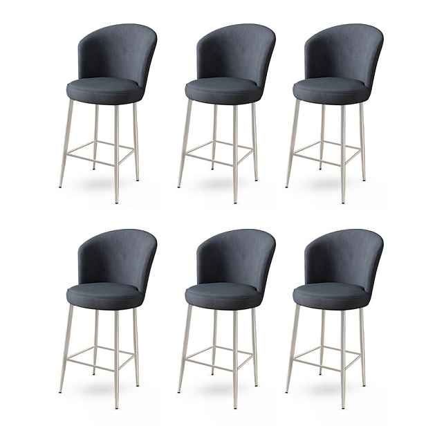 Bar Stool Set (6 Pieces) Fora - Anthracite, Chrome