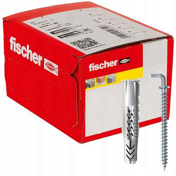 Fischer Univerzální hmoždinka Ux 8x50 Wh s přírubou a úhlovým háčkem 25 Ks