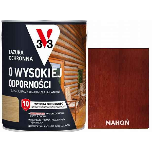 Lazura V33 Vysoká Odolnost Polský Klima 10 let Mahagon 5L