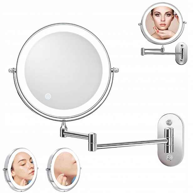 Nástěnné Led kosmetické zrcadlo na make-up zvětšující o 360°
