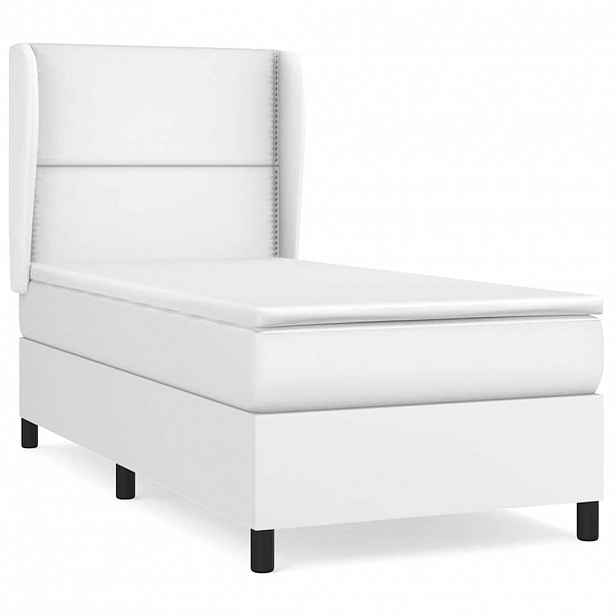 vidaXL Box spring postel s matrací bílá 100x200 cm umělá kůže