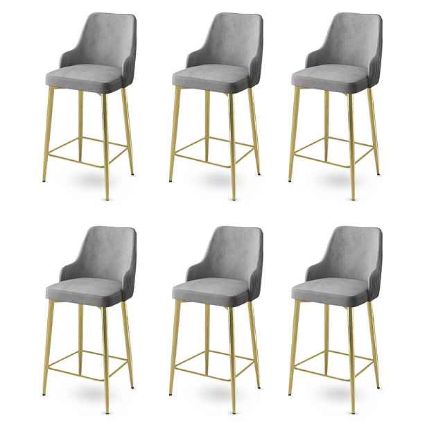 Bar Stool Set (6 Pieces) Enox - Grey, Gold