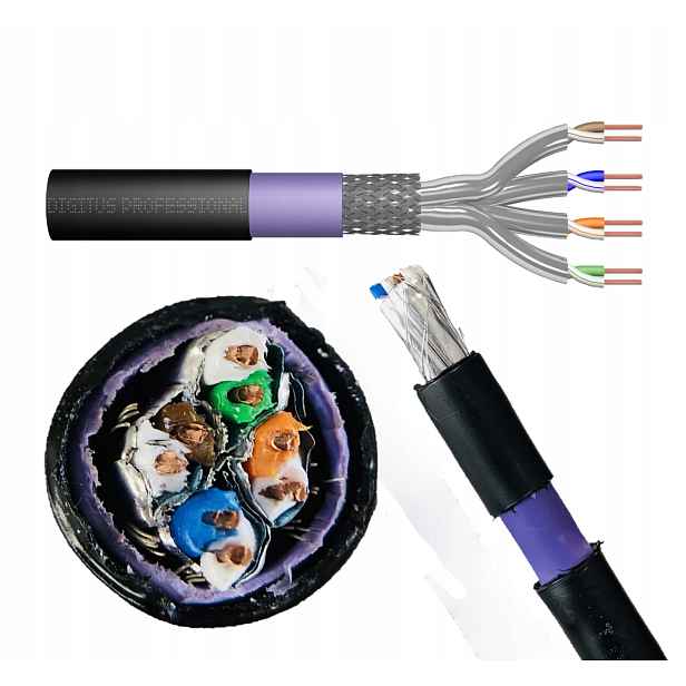 Internetový kabel Lan kroucený vnější zemní S/ftp kat.7 drát 25 m