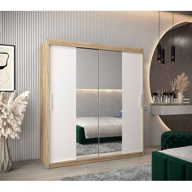 Šatní skříň Abi T1 Barva korpusu: Dub Sonoma, Rozměry: 180 cm, Dveře: Bílá