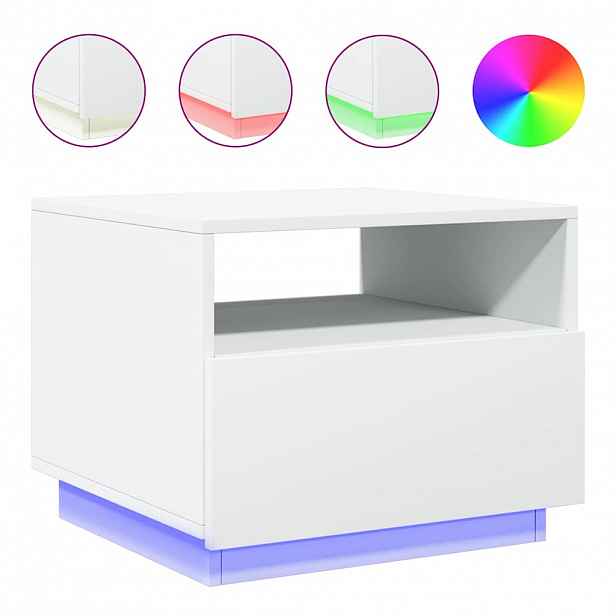 vidaXL Konferenční stolek s LED osvětlením bílý 50 x 49 x 40 cm