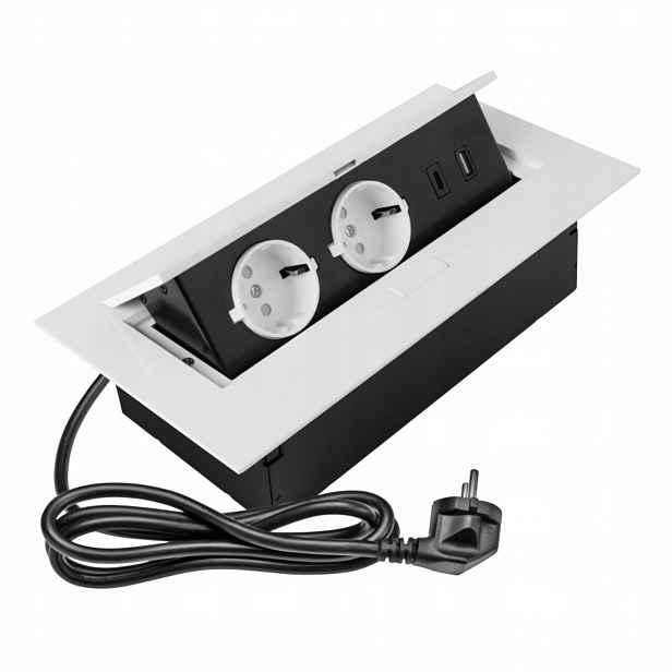 Zásuvka do pracovní desky Gtv Zapuštěná do desky 2x 230V 1x Usb 1x Usb-c bílá