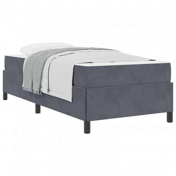vidaXL Rám postele Tmavě šedá 90 x 190 cm textil