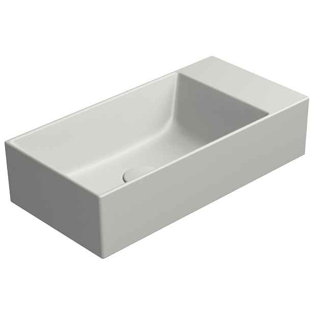 GSI KUBE X keramické umývátko 50x25cm, broušená spodní hrana, bez otvoru, pravé/levé, cenere mat