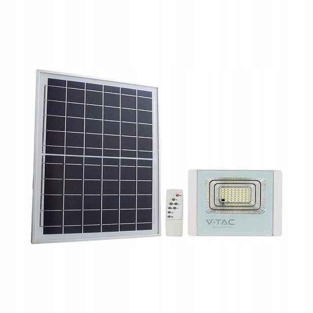 V-tac Solární Led zářič 12W bílý IP65 dálkový ovladač časovač VT-25W 4000K 550lm
