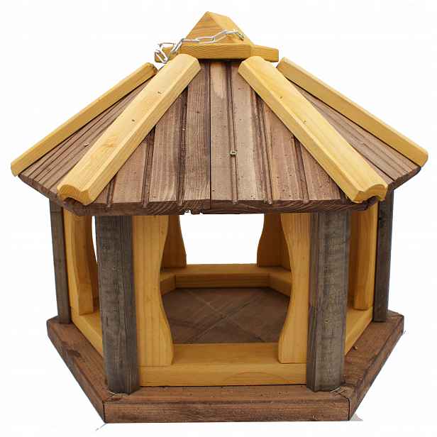 Velké Polský dřevěné krmítko pro ptáky, závěsné, 45x35 K42, hnědé