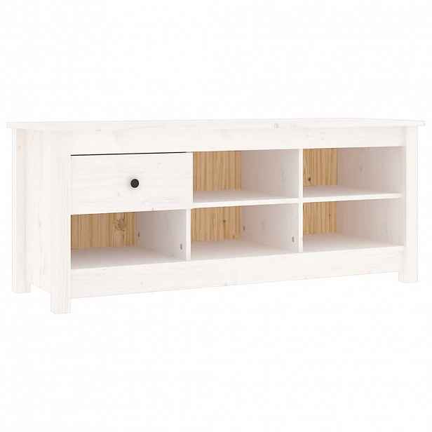 vidaXL Botník bílý 110 x 38 x 45,5 cm masivní borovice