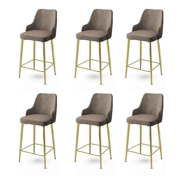 Bar Stool Set (6 Pieces) Enox - Cappuccino, Gold