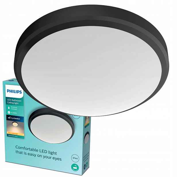 Stropní Svítidlo Stropní Svítidlo 6W 600lm 2700K IP44 černá Philips