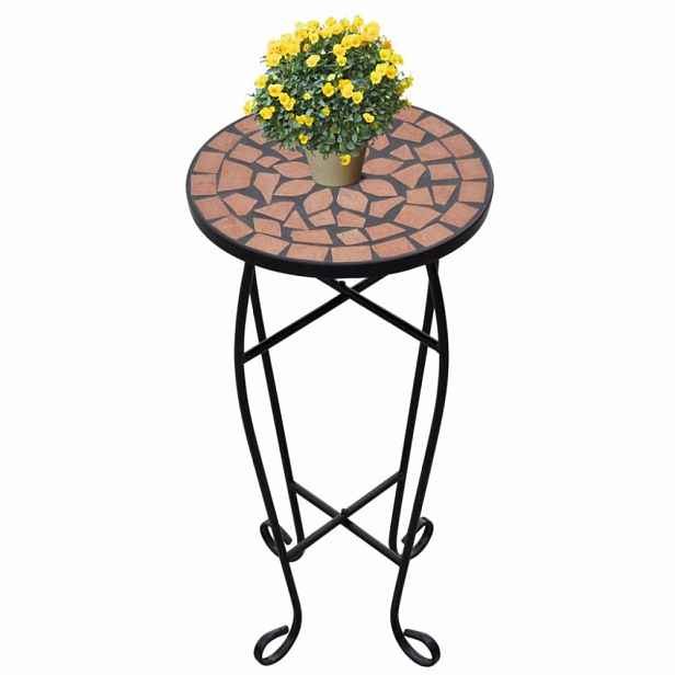 Mozaikový stolek na květiny keramika Dekorhome Cihlová