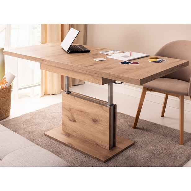 Rozkládací konferenční stolek s nastavením výšky Cortado 110-150 cm, dub artisan