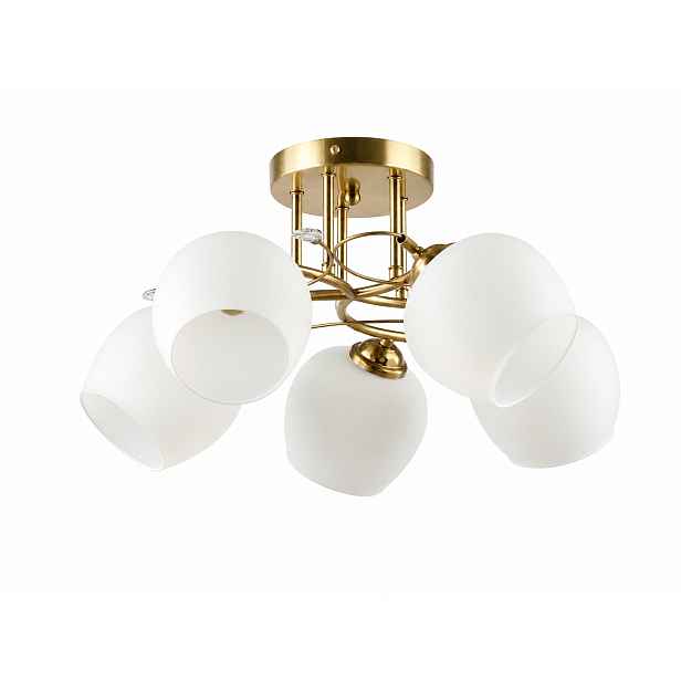 Zlatá závěsná stropní lampa Lustr Bílé Led koule E27