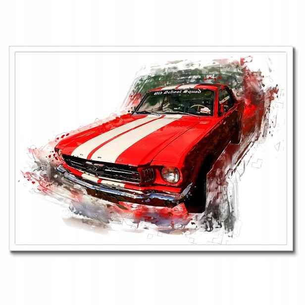 Plakáty v rámu 70x50 Červený Ford Mustang Usa Old School Squad