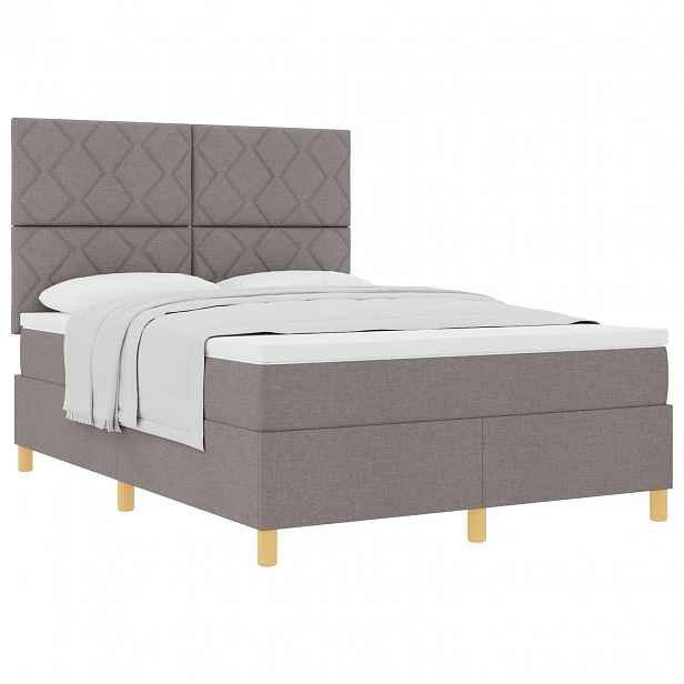 vidaXL Postel s boxspringem s čelo Taupe 160 x 200 cm textil