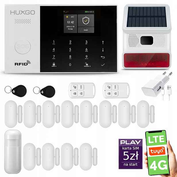 Bezdrátový alarm WiFi Gsm 4G, aplikace Tuya, sada Huxgo HXA005 D12BS
