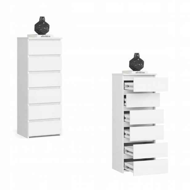 Komoda skříňka 40 cm CL6 6 zásuvek bílá Akd