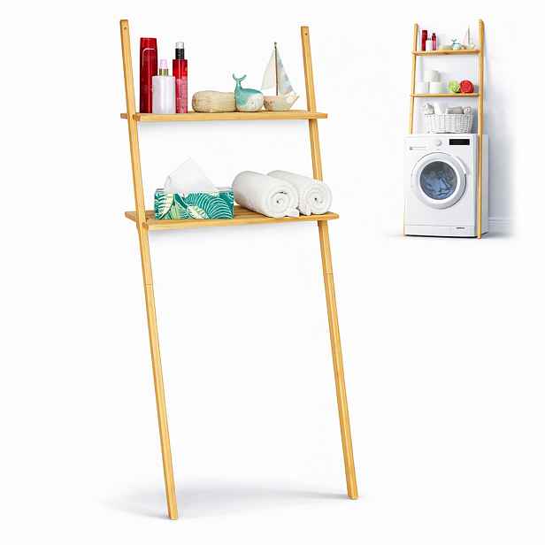 Koupelnový regál nad pračku Wc Bambusový 175x66x30 mm 2 police Koupelna