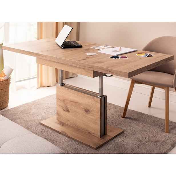 Rozkládací konferenční stolek s nastavením výšky Cortado 110-150 cm, dub artisan