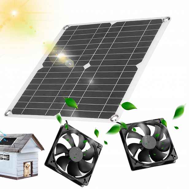 Solární nabíječka Solární panel 12W Usb Sada ventilátoru pro kurníky