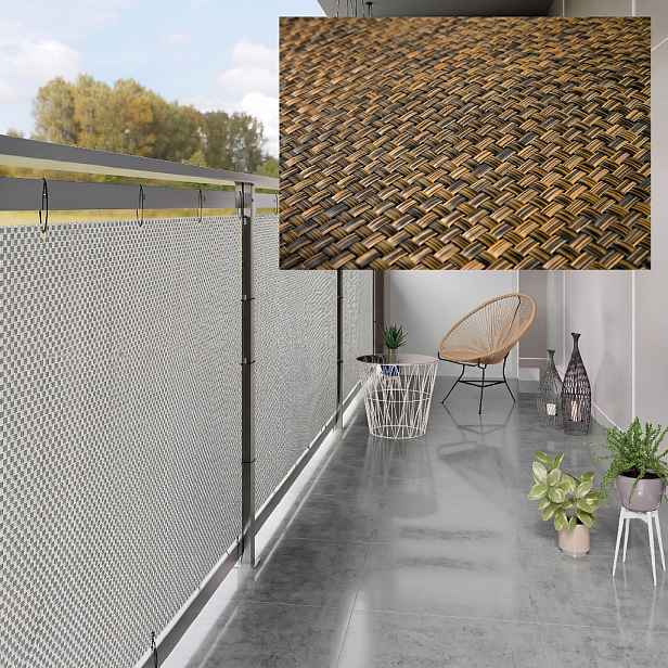 Balkonová ratanová zástěna PORI výška 90 cm, 100 cm - cena za 1 běžný metr hnědá MyBestHome Rozměr: výška 90 cm