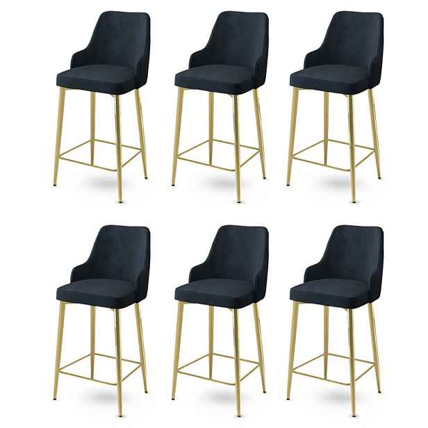 Bar Stool Set (6 Pieces) Enox - Anthracite, Gold