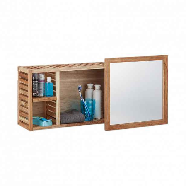 Relaxdays POLICE Ořech nástěnná se zrcadlem posuvným 80 cm