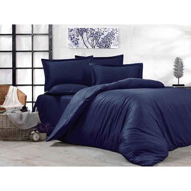 Softsleep tmavě modré Hotelové povlečení Damašek 100% bavlna 180×200