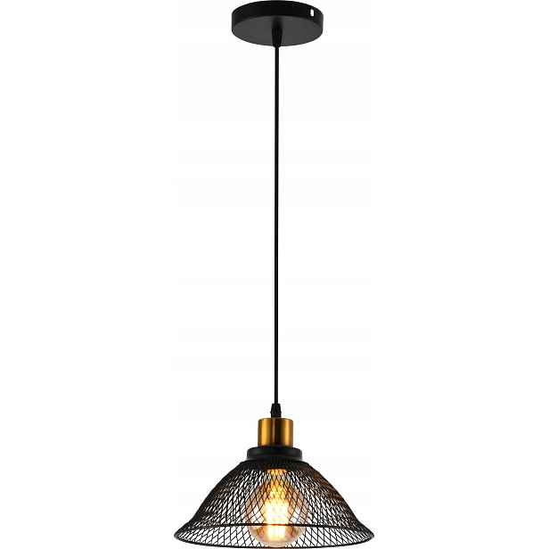 Vargo závěsná lampa loft černo-mosazná drátěná stínidlo E27 60W
