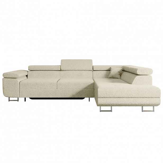 ALTDECOR ROHOVÁ SEDACÍ SOUPRAVA s funkcí lůžka a úložným prostorem GUSA-L 272x202x107 cm, béžová buklé