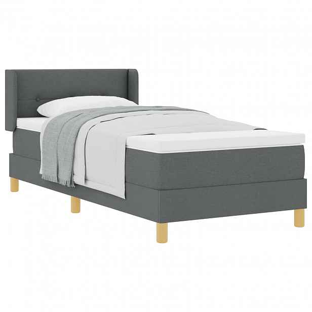 vidaXL Postel s boxspringem s čelo Tmavě šedá 200 x 80 cm textil
