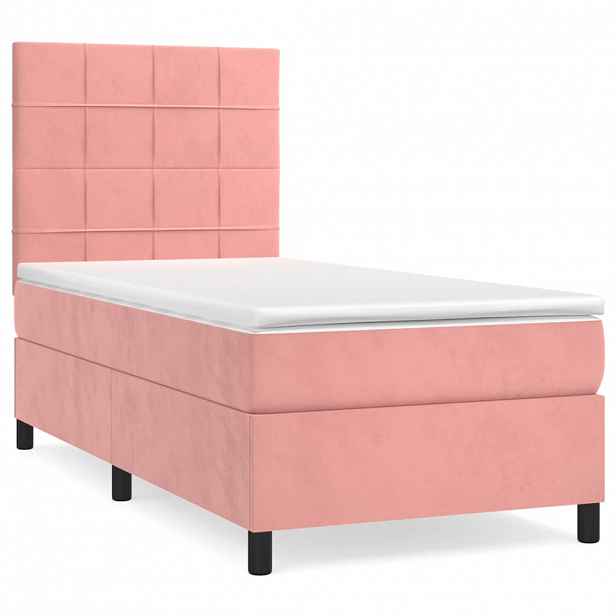 vidaXL Box spring postel s matrací růžová 90x190 cm samet