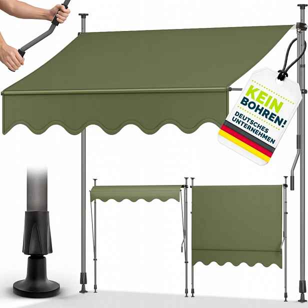 Balkonová markýza Tillvex 400 cm, vojenská zelená barva
