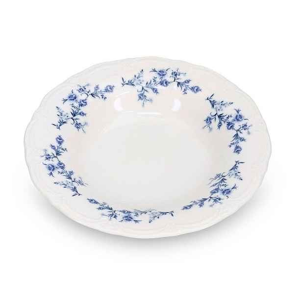 Bílý/modrý hluboký  porcelánový talíř ø 23,5 cm Retro – BonBistro