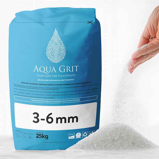 Písek do čerpadla sklo 3-6 mm Atest Pzh 25 kg Aqua Grit