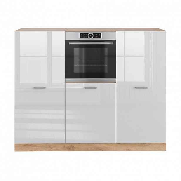 Vicco KUCHYŇSKÝ BLOK R-Line Bílý vysoký lesk/zlatý dub power 180 cm bez pracovní desky
