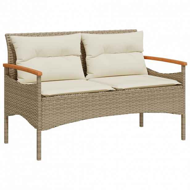 vidaXL Zahradní lavice s poduškami 116 x 62,5 x 74 cm béžová polyratan